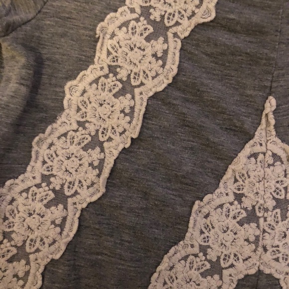 Maurices Grey/ Lace Tee Shirt - Picture 3 of 5